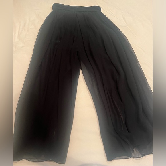Elegant JACK BRYAN Vtg Black Wide leg Flowy Dressy Evening Skirt Pants Chiffon - Picture 3 of 9